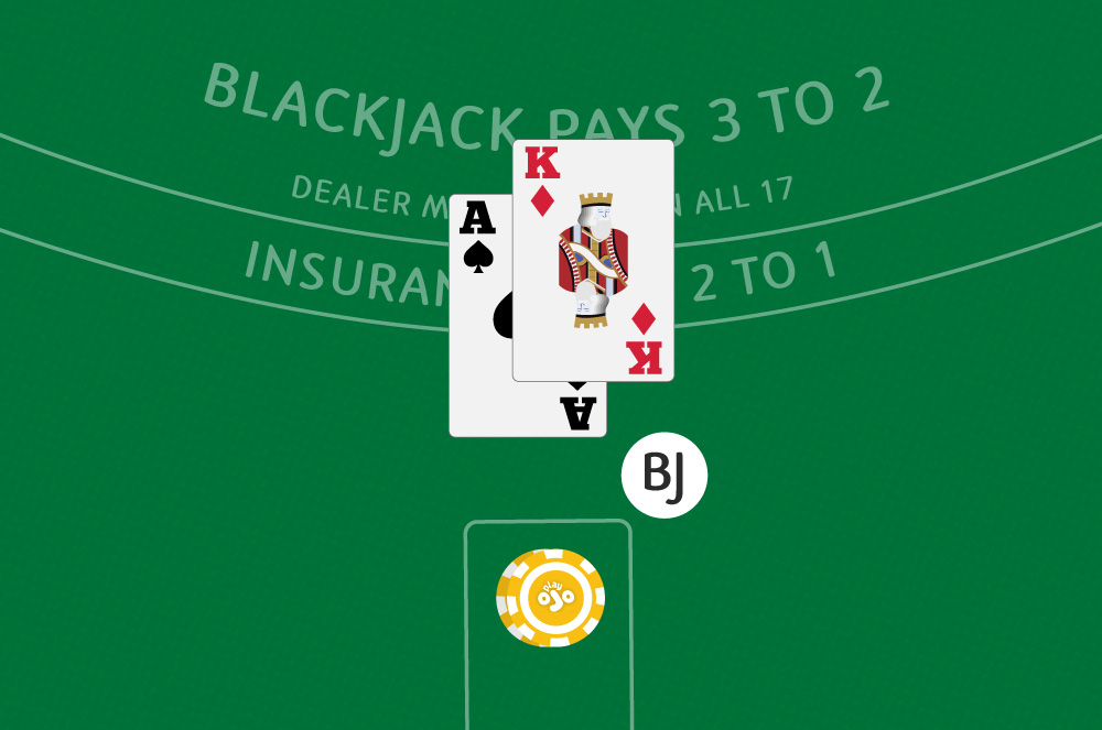 Player having a blackjack in his hand