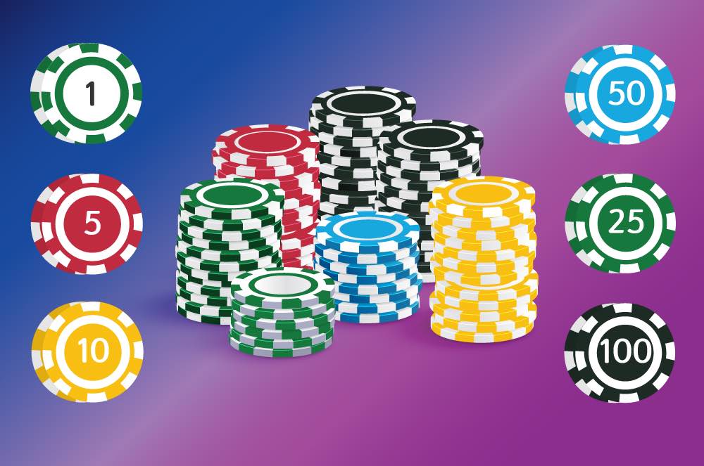 Blackjack chips values and stack of chips