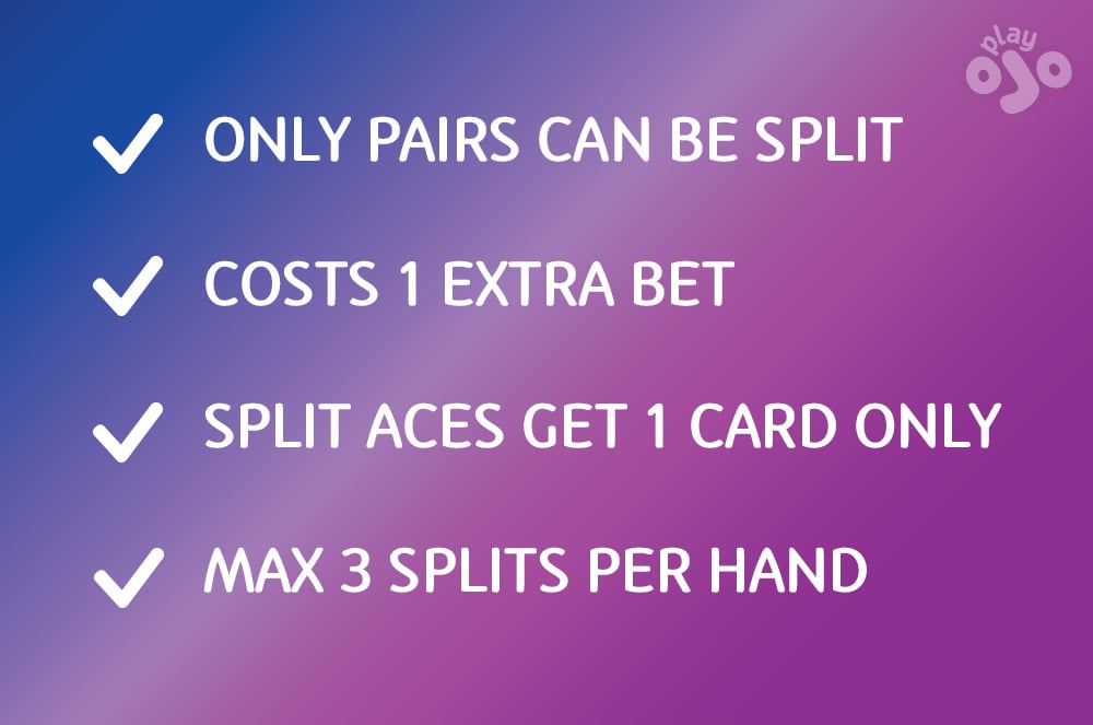 blackjack splitting rules chart