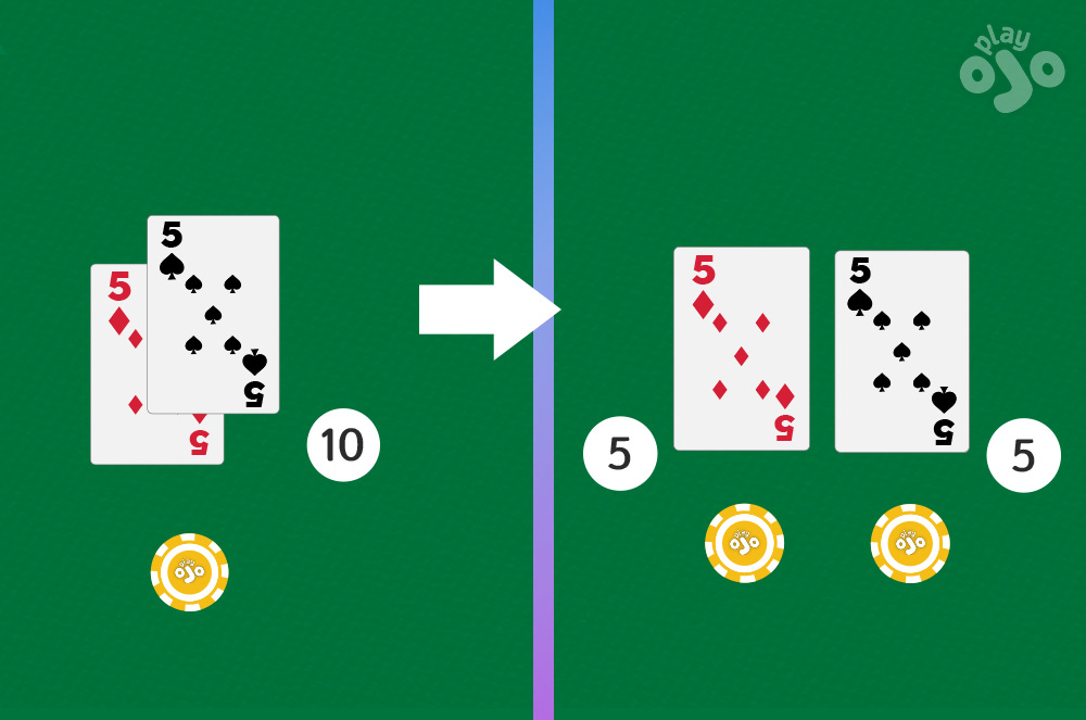 split 5 on a blackjack table