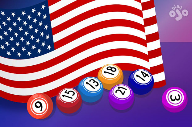 American flag with Bingo balls