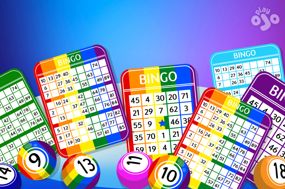 Rainbow coloured bingo balls and tickets