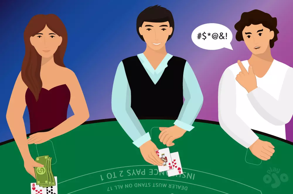 friends arguing while playing blackjack